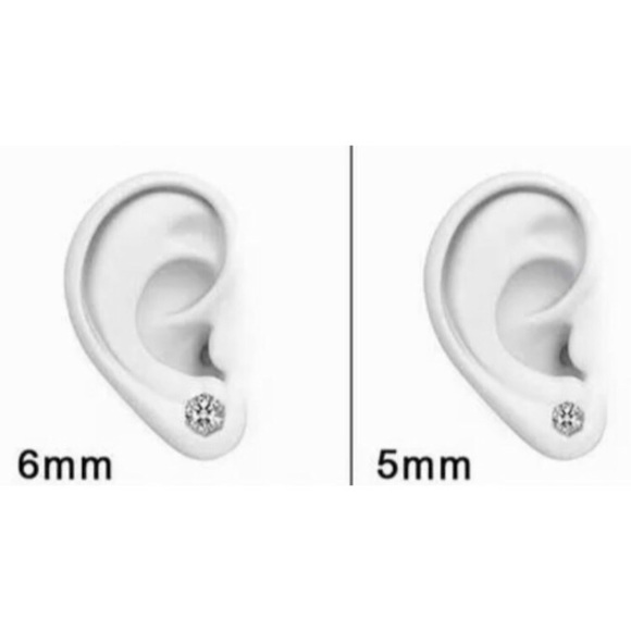 💖 Hypoallergenic Stainless Steel Crystal Earrings 6mm NEW - Picture 3 of 7